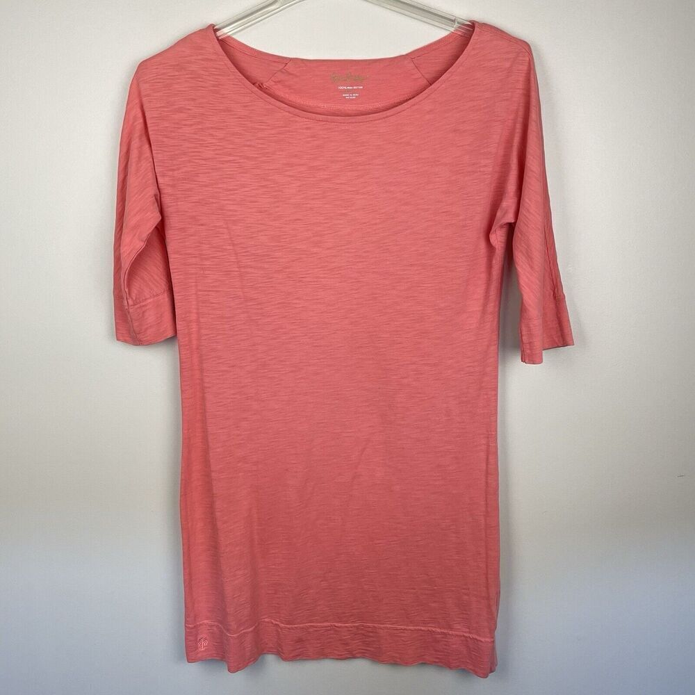 Lilly Pulitzer T Shirt Dress Size Small Coral Pima Cotton Beach Cover Up Resort